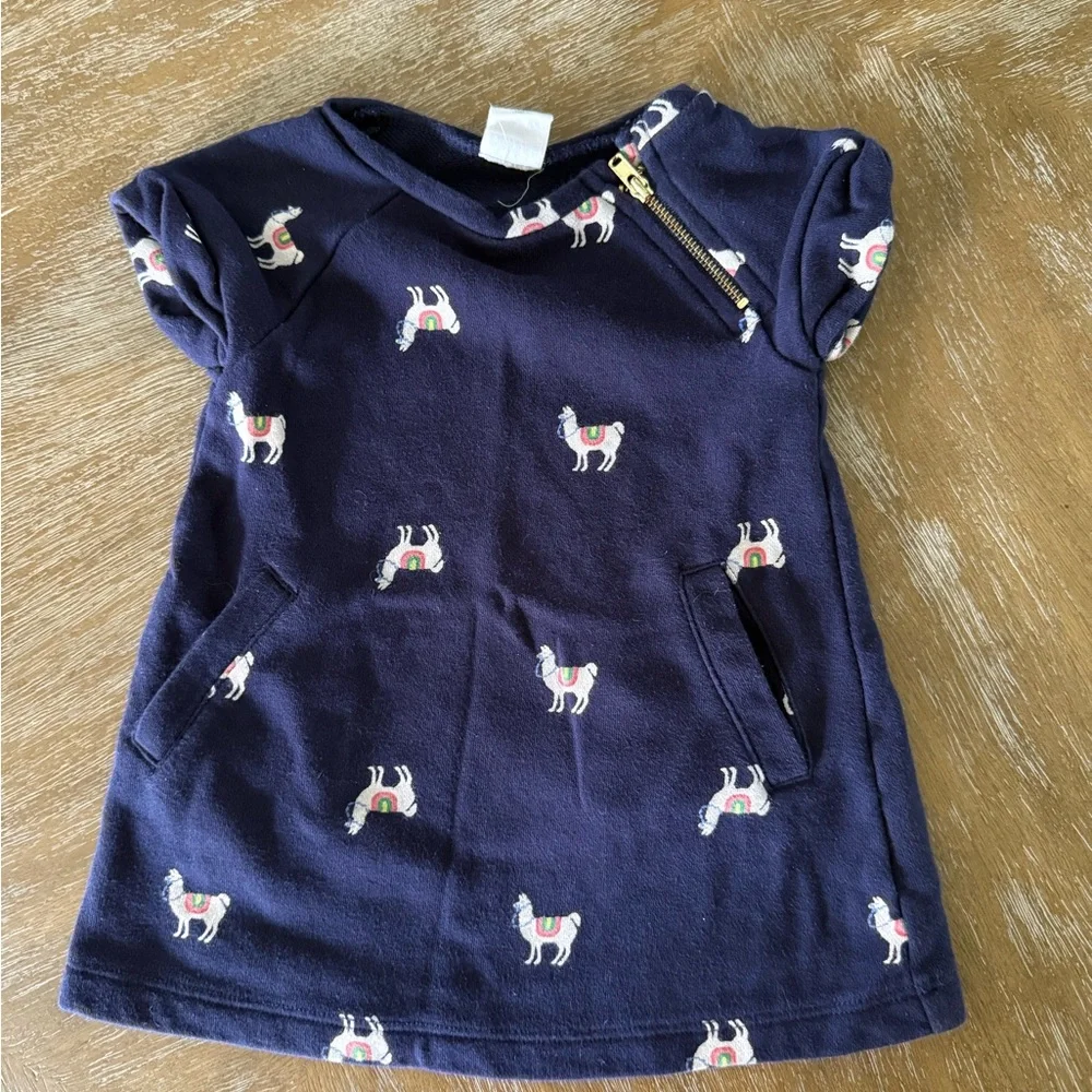 BABY GAP Navy Blue LLAMA Print Dress 12-18 mths - Picture 2 of 4